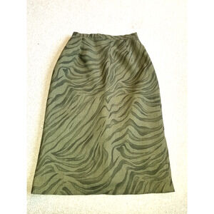 NWT Womens Skirt-MAZARINE-FRANCE-green stripe lined "Jupe Droite" midi-40 (US 6)